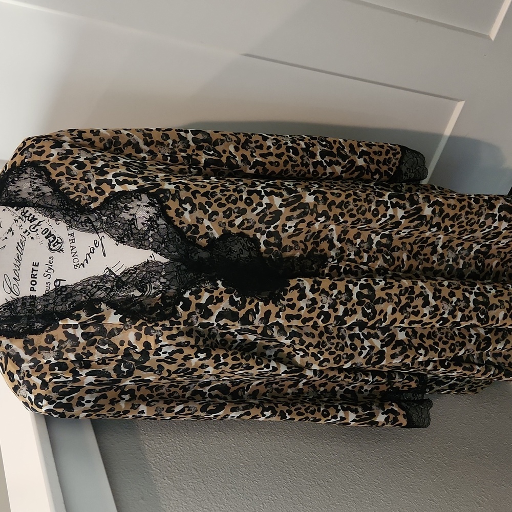 Lejaby Paris Multicolor Brown Print Midi Robe Womens Large